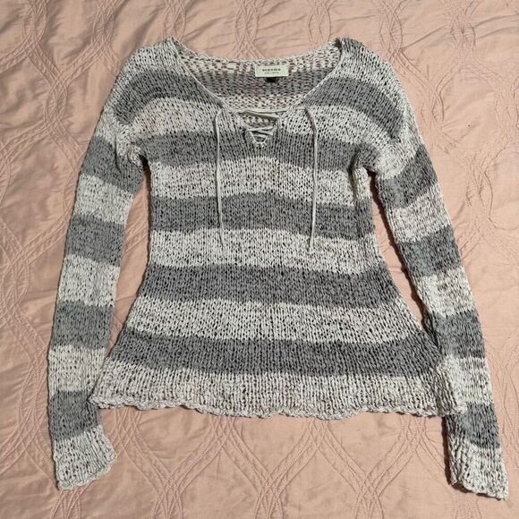 Sonoma Woven Beachy Boho V-Neck Lace Up Pullover L - Picture 1 of 6